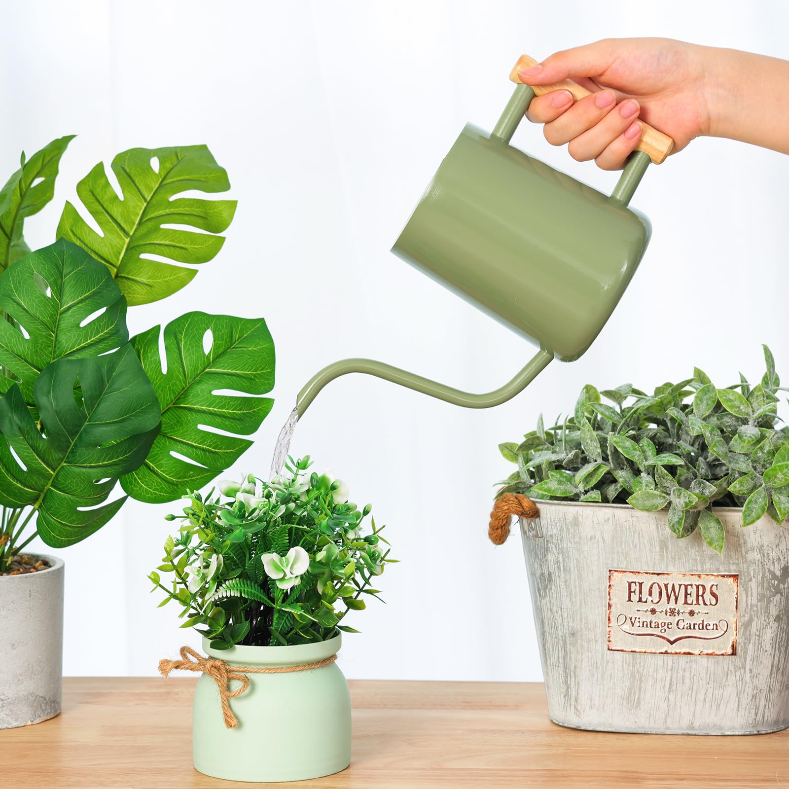 CEWOR Sage Green matte finish watering can for durable use