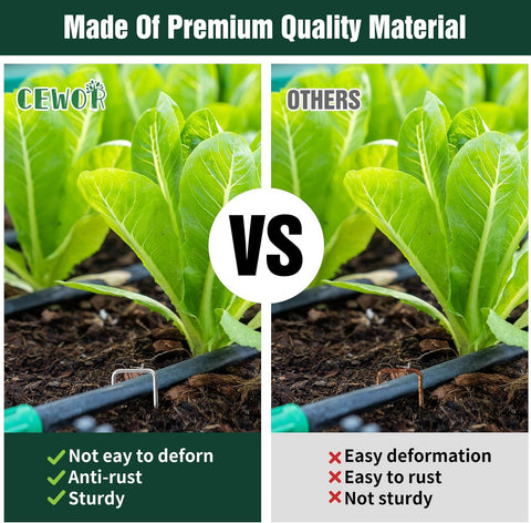CEWOR sharp-ended stakes ease penetration into sod and heavy soil.
