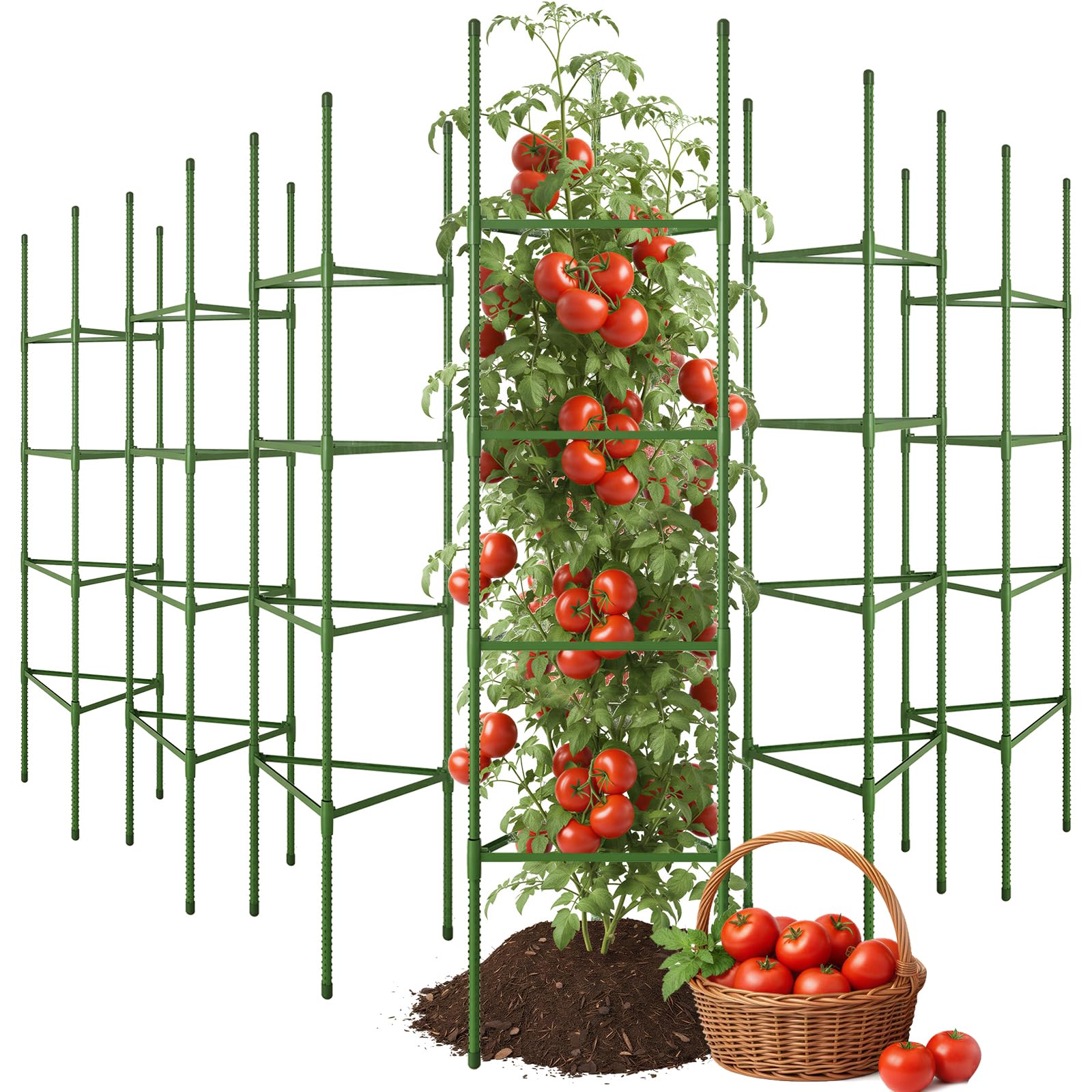 CEWOR tomato cage 6-pack supports tomatoes and cucumbers
