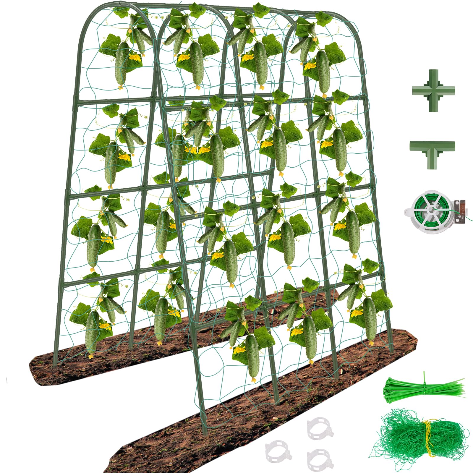 CFKEMZY 65x50 cucumber trellis for urban gardens, supports climbing plants and maximizes space.