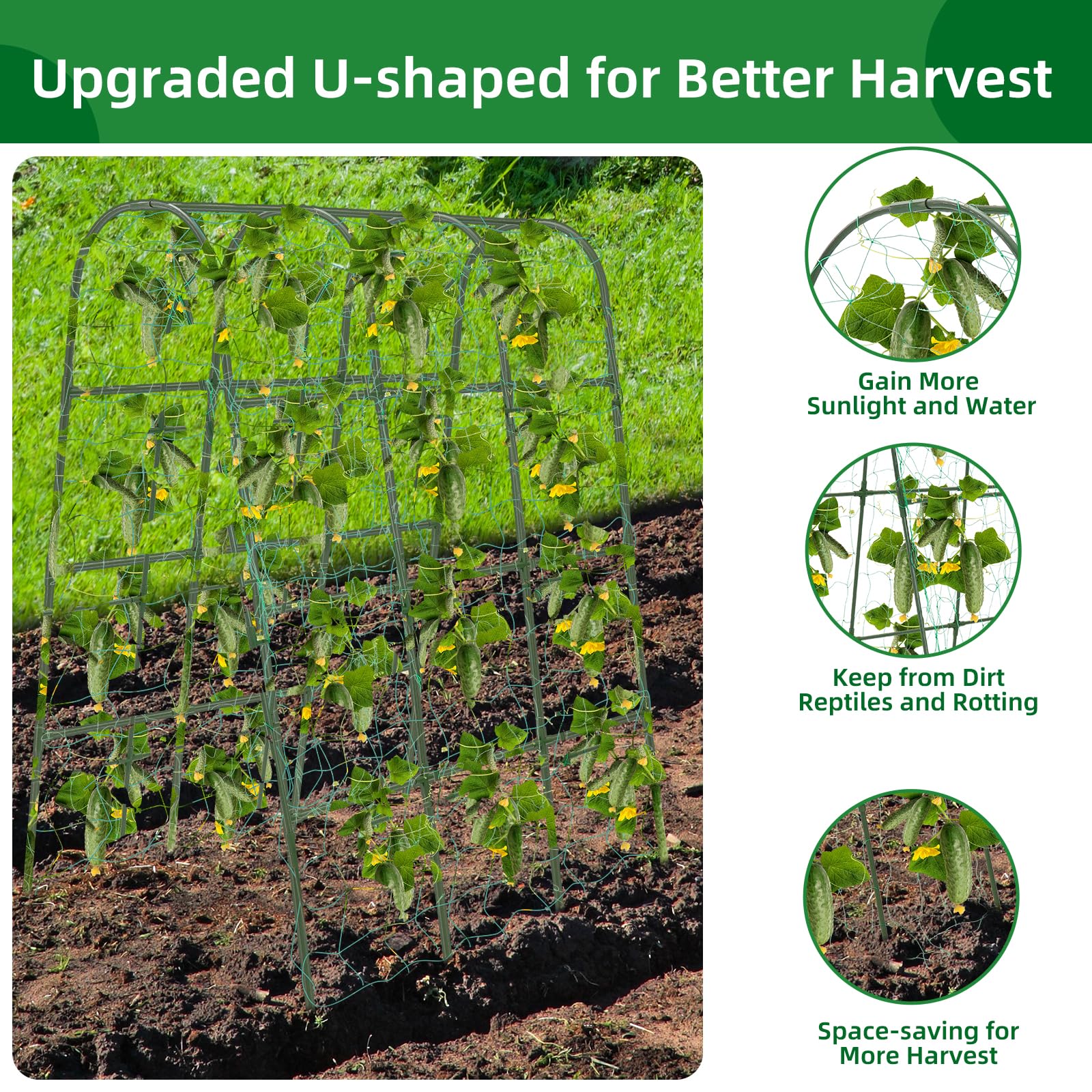 CFKEMZY all-in-one trellis kit with netting and clips for quick setup.