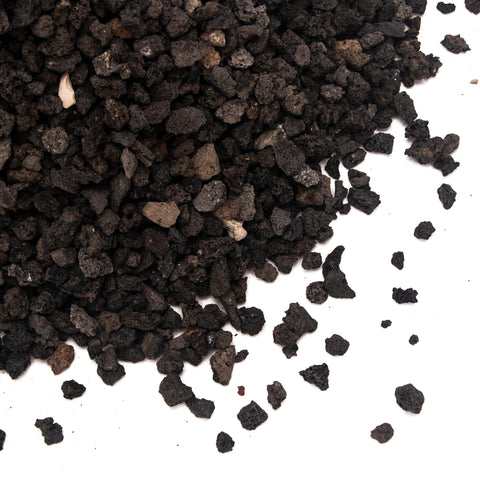 CFKJ 18lb bag of black lava rock close-up shows porous texture for drainage.