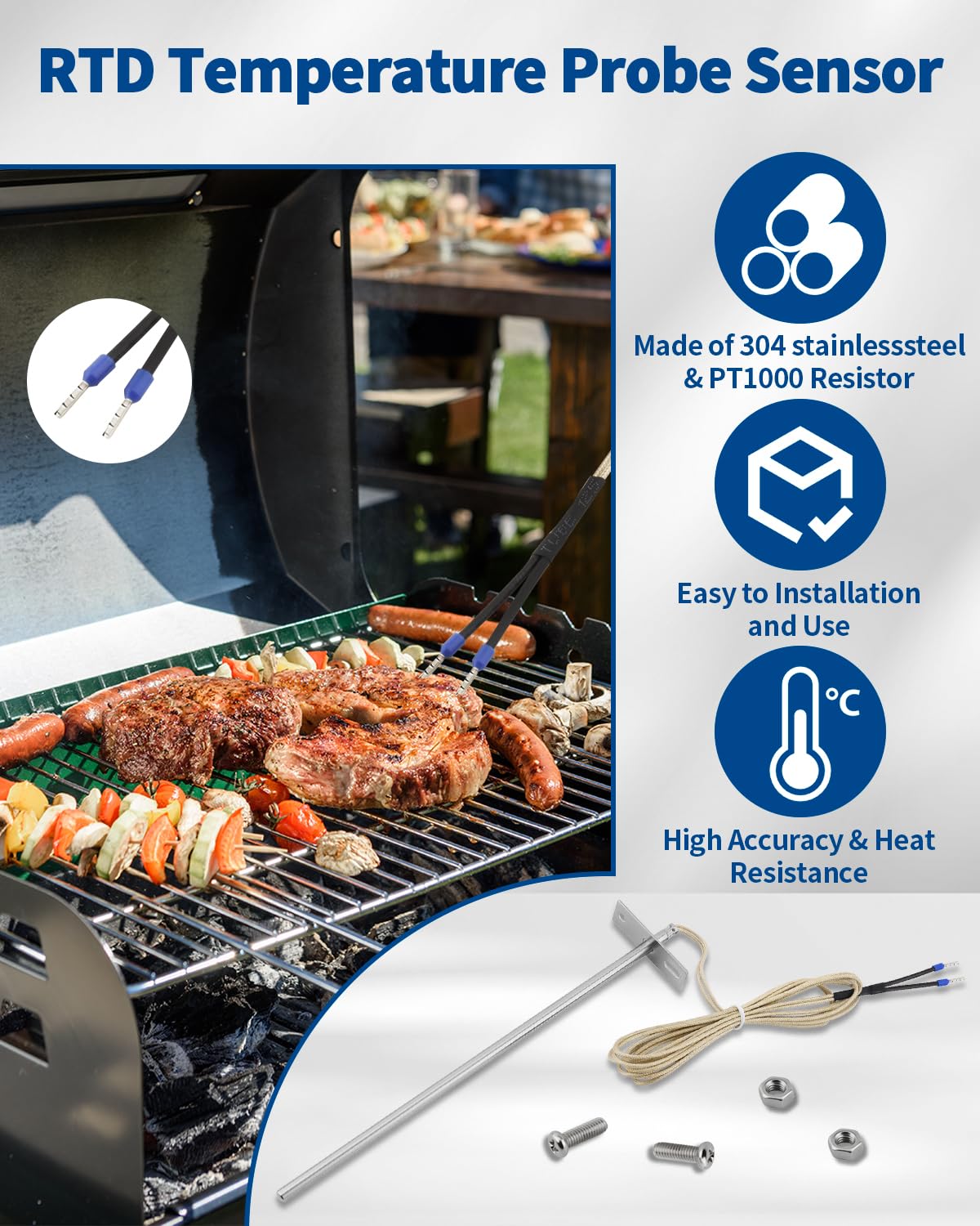 Cfyosnk 304 stainless steel probe showing durability and heat resistance
