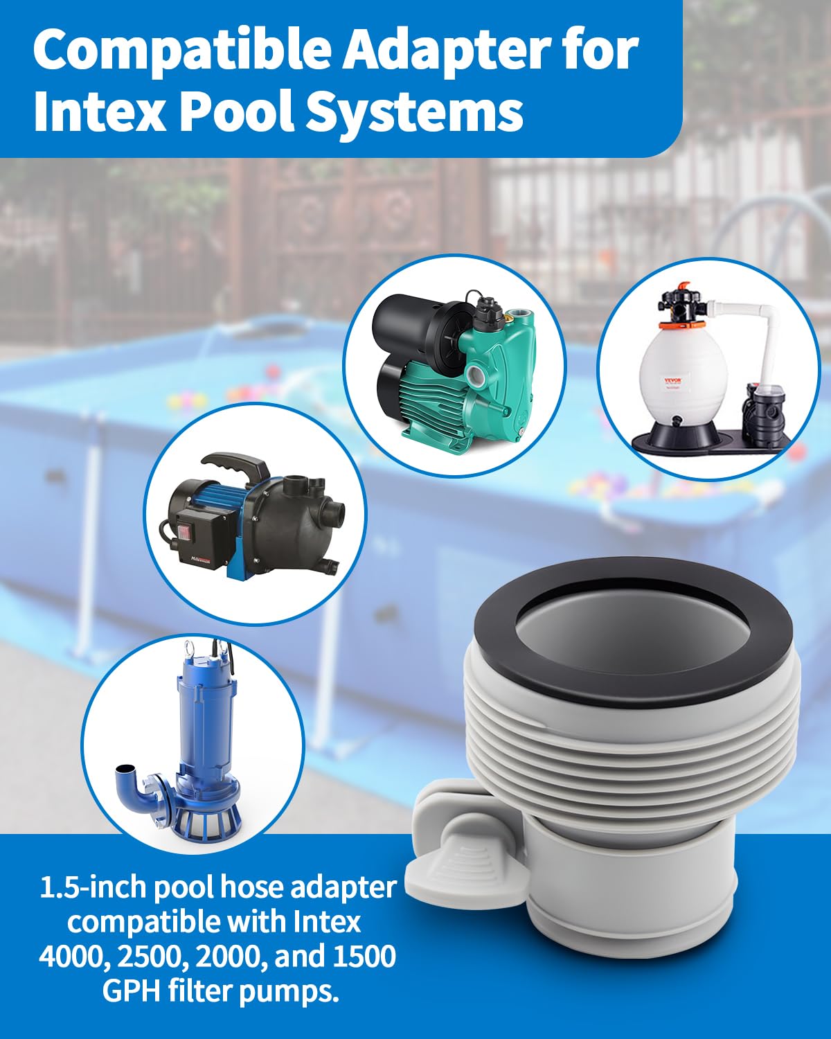 Cfyosnk adapter compatible with Intex pumps and standard threads