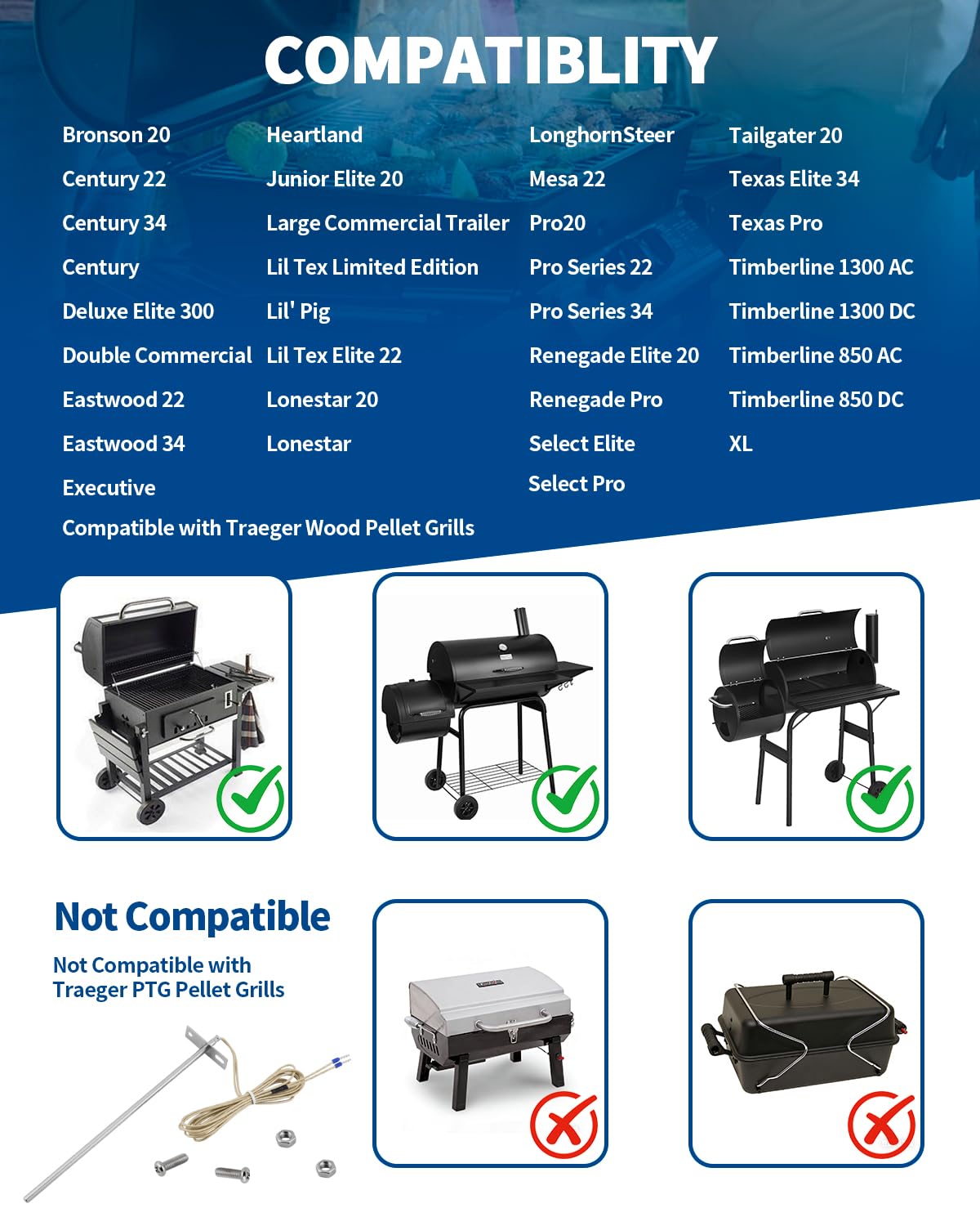 Cfyosnk compatibility with Traeger and Z-Grill for easy replacement