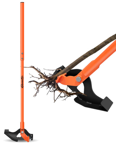 CGENWDCH sapling puller in action with easy lever leverage for one-person use.