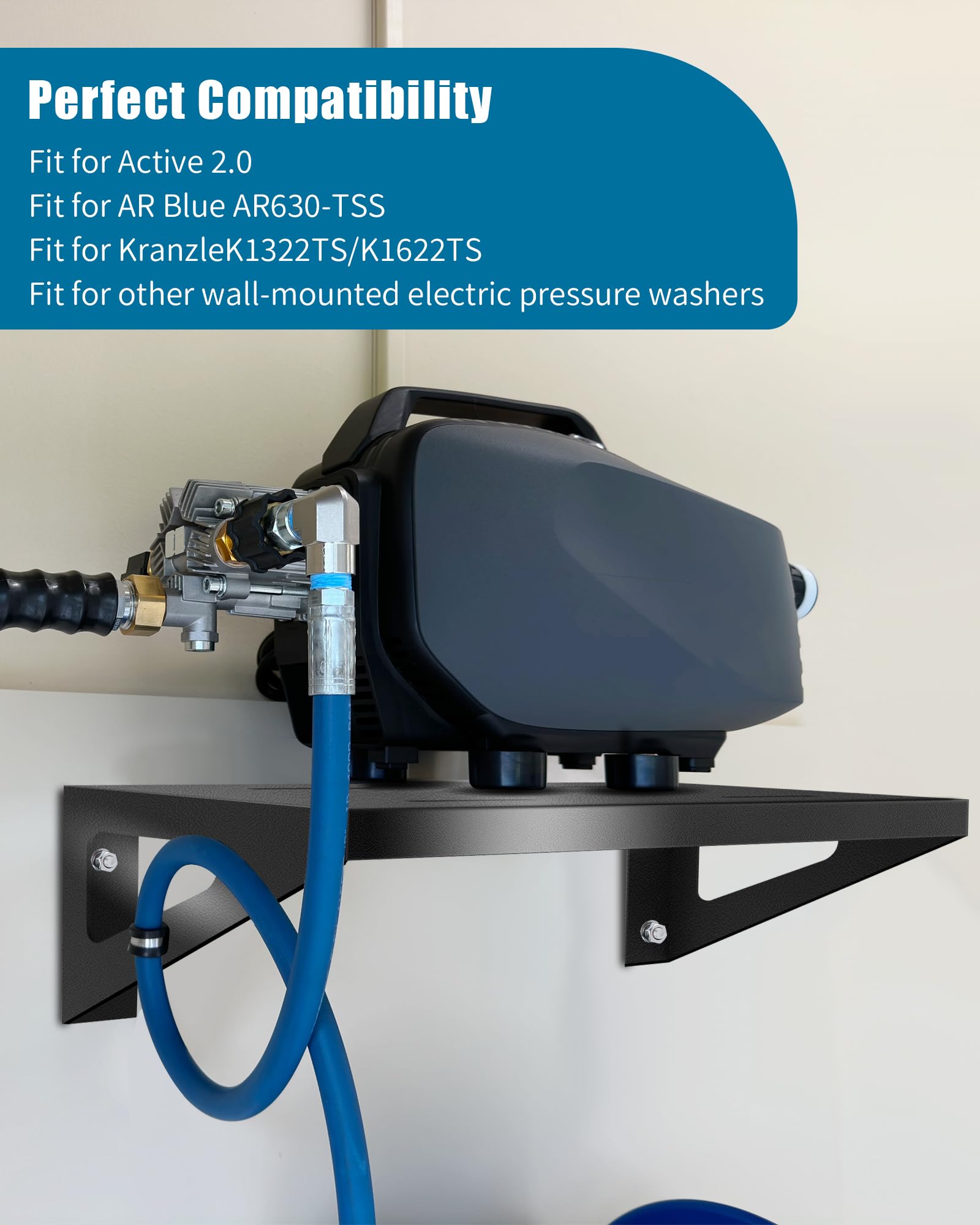 CGENWDCH pressure-washer shelf demonstrates space-saving storage in a busy garage.