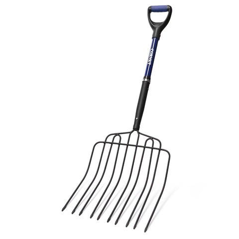 CGRNKT 10-tine pitch fork with wide head for quick mulch and compost transfer.