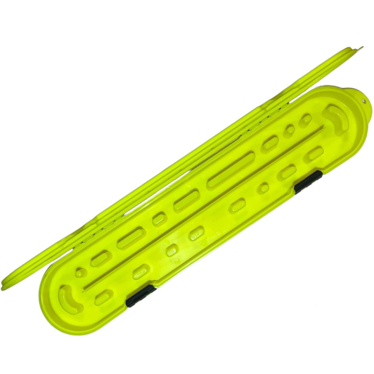 Chain Locker Pro Series front view in high-vis yellow showcasing universal chain storage.