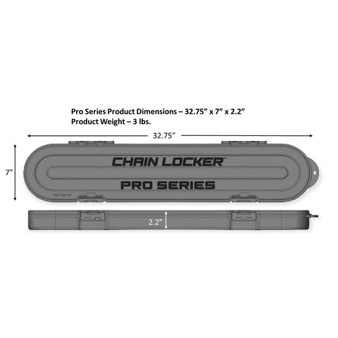 Chain Locker Pro Series hinge close-up in yellow, rust-resistant stainless steel rods.
