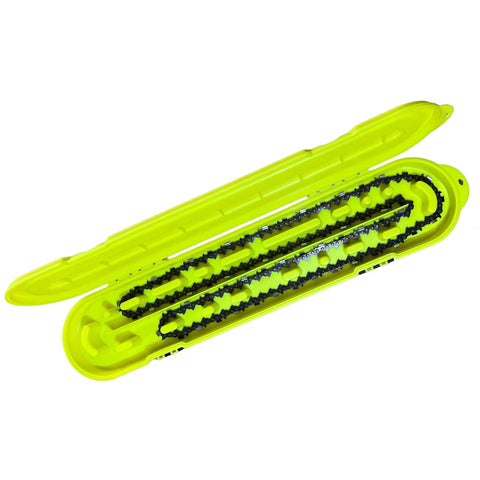 Chain Locker Pro Series side view with open case highlighting dual wrap tabs.