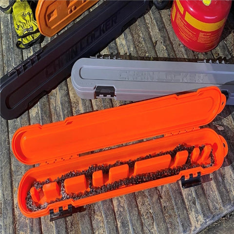 Chain Locker stackable design for two-deep storage and easy on-site transport.