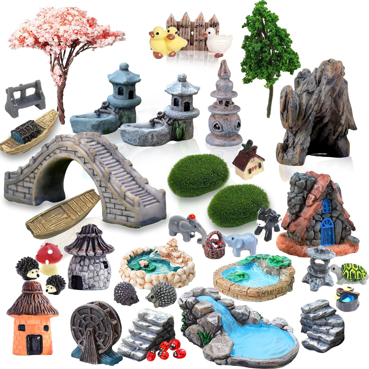 CHAKANLX Fairy Garden simulation tree enhances tiny landscape scenes with natural texture.