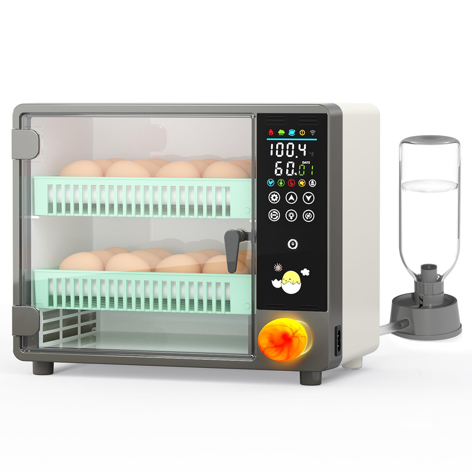 Chalixion 24 egg incubator front view for reliable hatch prep.