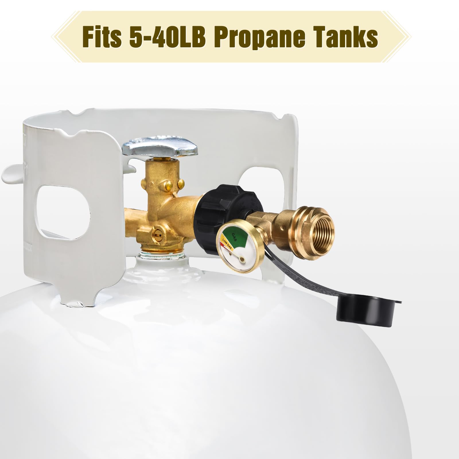 Champs propane tank gauge heater bbq usage closeup suggests reliable monitoring.