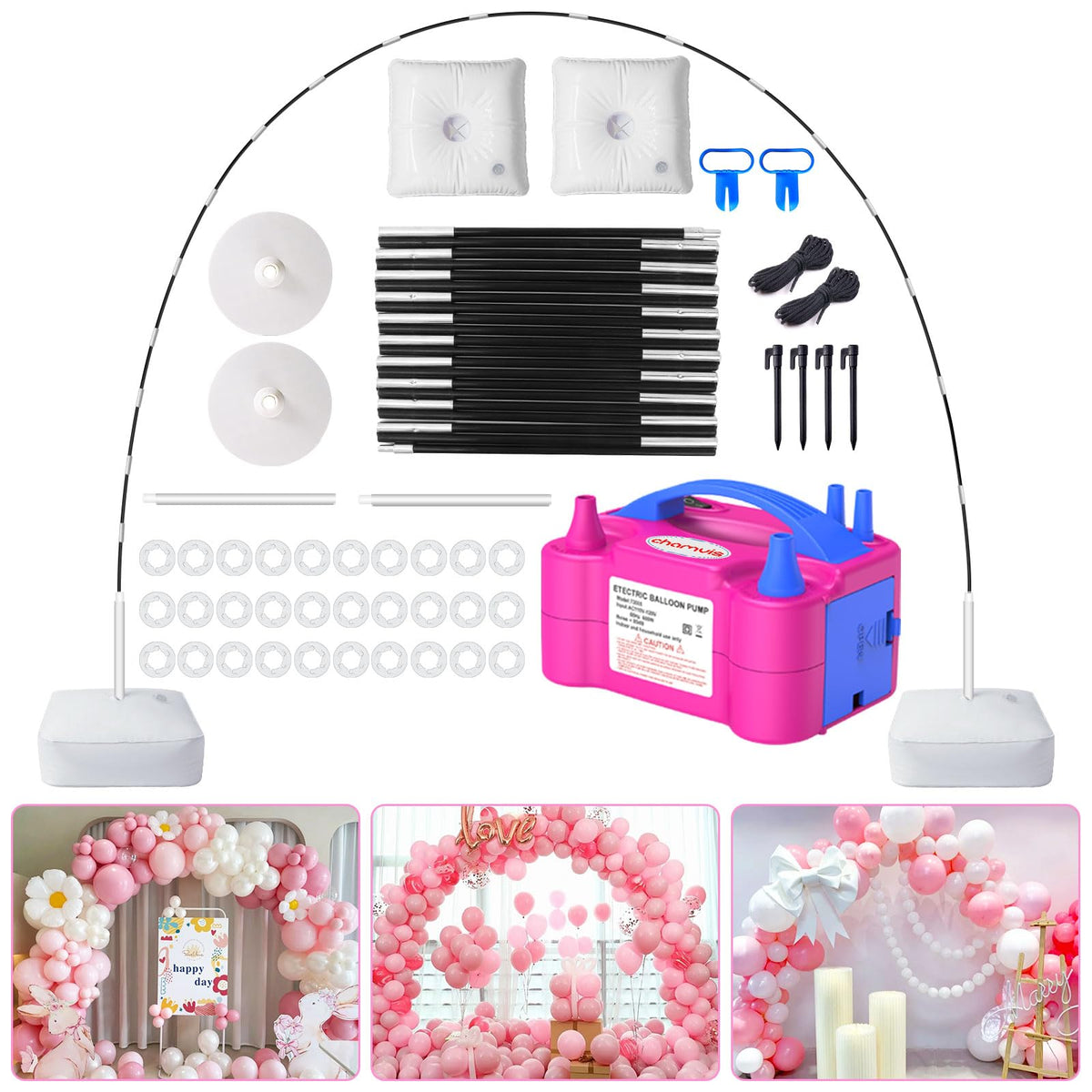 Chamvis balloon arch kit stand base stabilizes elegant decor setups.