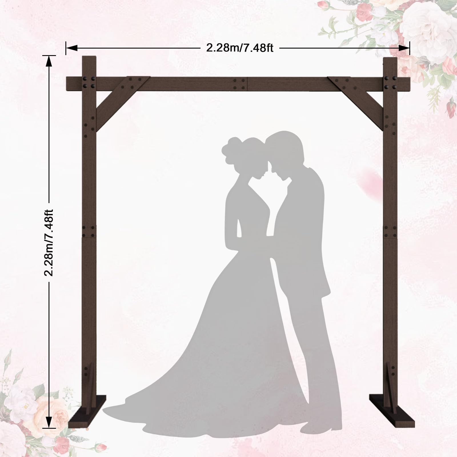 Chamvis wooden wedding arch assembly instructions show quick setup and reusable design.