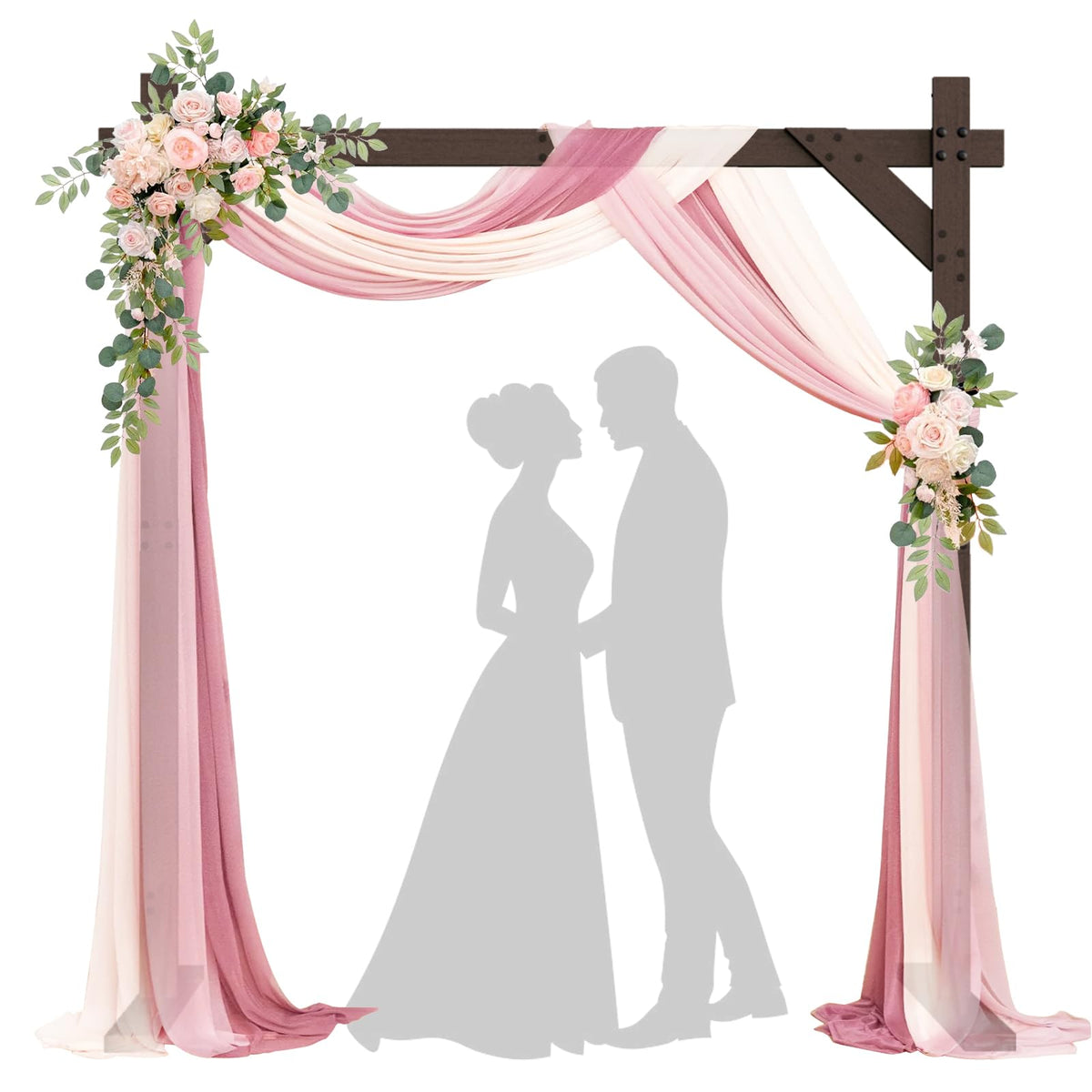 Chamvis wooden wedding arch frame front view for a timeless ceremony backdrop.