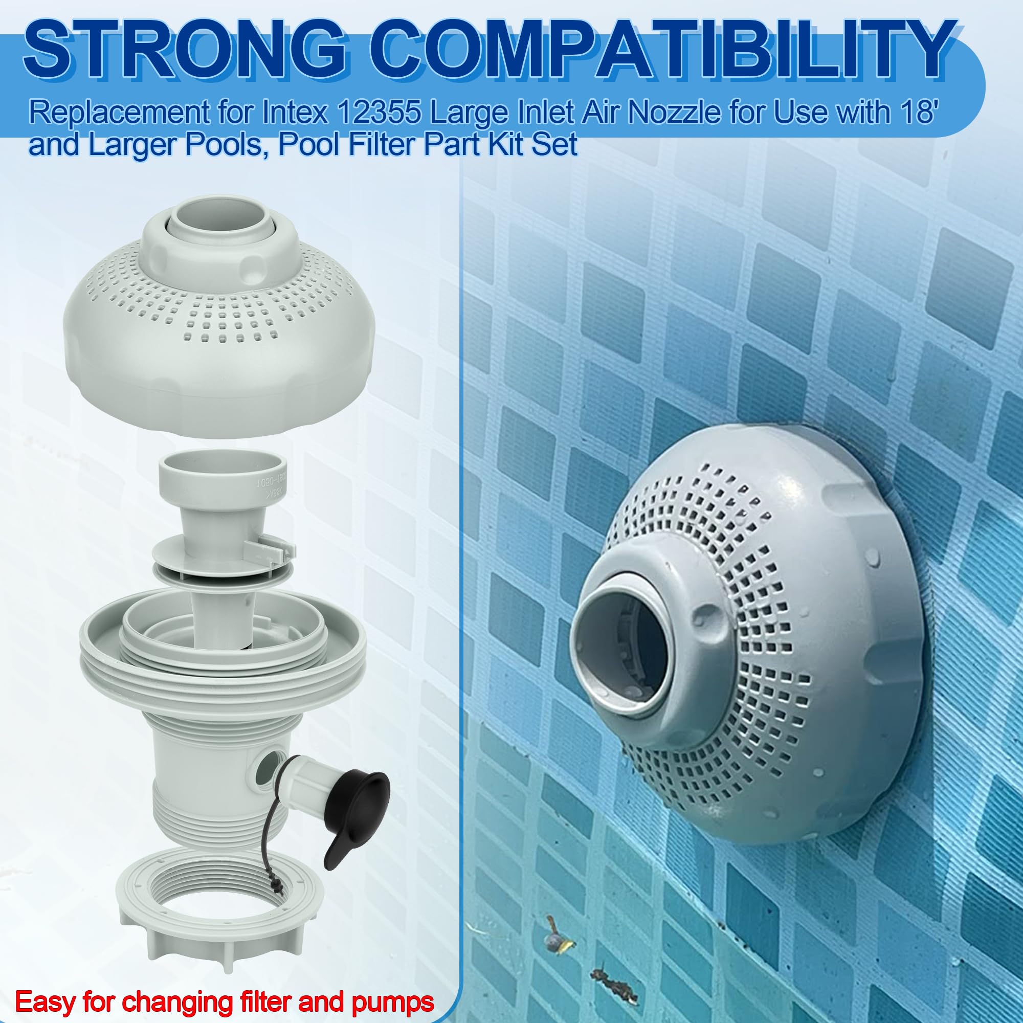 ChangTa 12355 connects to Intex pumps 1900-2450 GPH for reliable jet flow