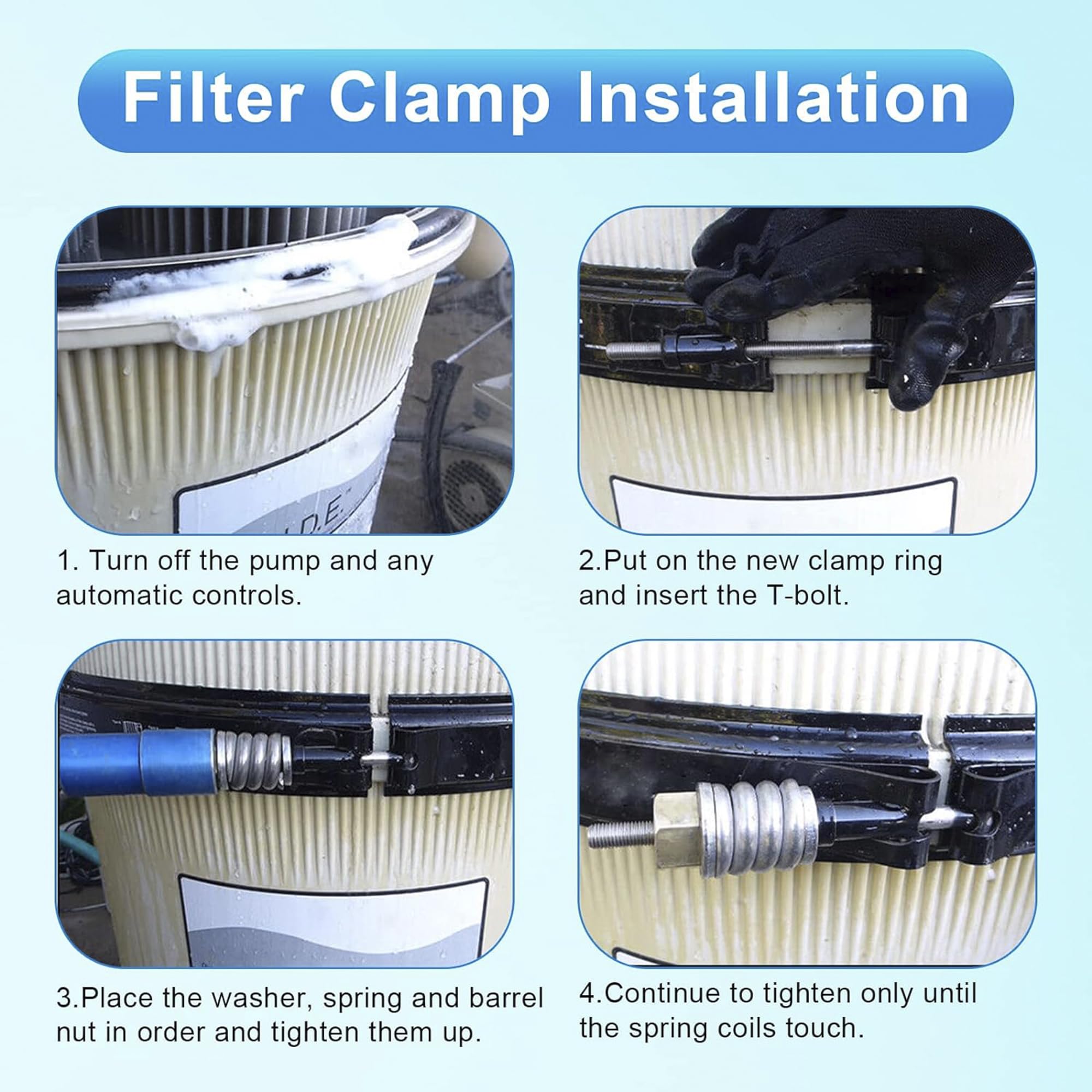 ChangTa 190003 clamp showing compatibility with Pentair and Hayward models