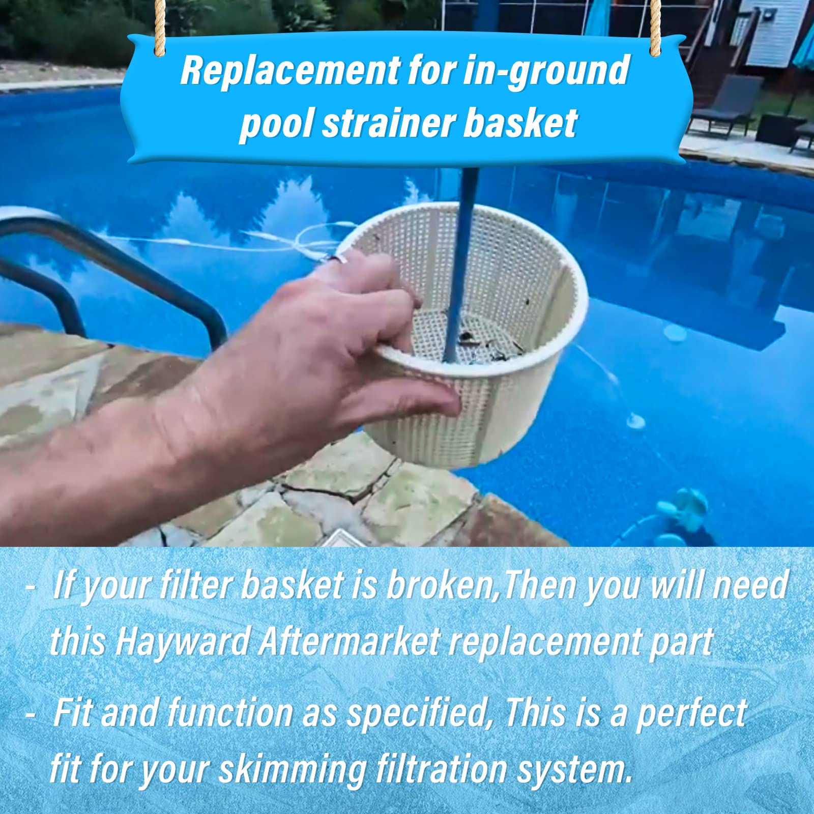 ChangTa nylon pool skimmer basket provides sturdy construction and longer life.