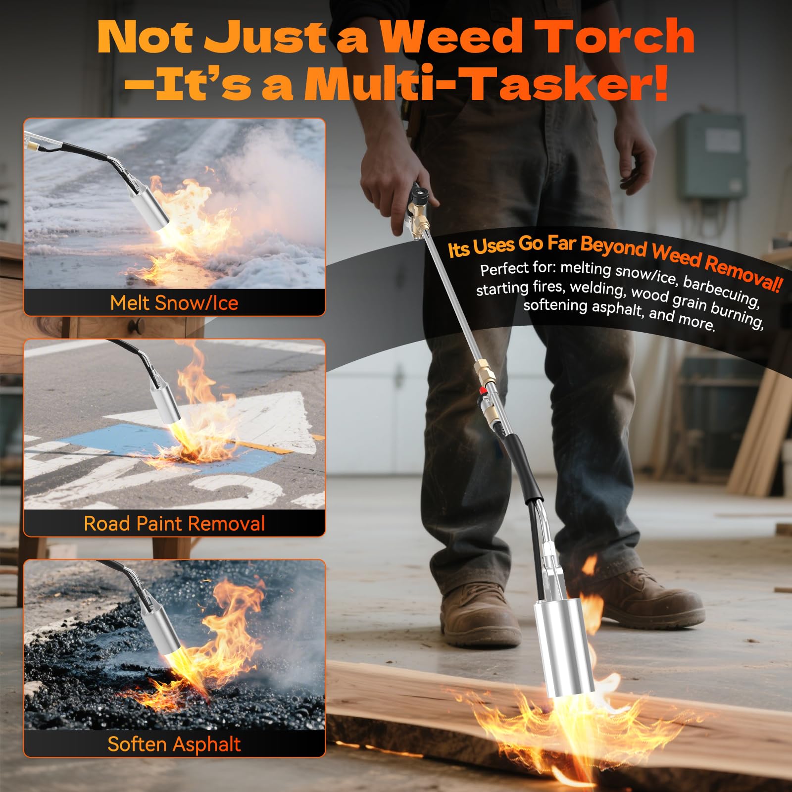 CHAOBING weed torch in action delivering steady heat in challenging conditions.