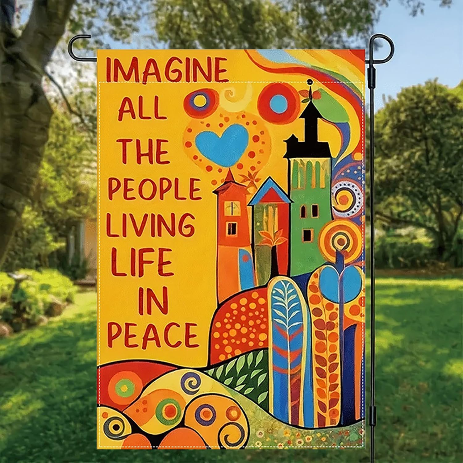 CHAONENG Imagine flag makes a thoughtful garden decor gift.