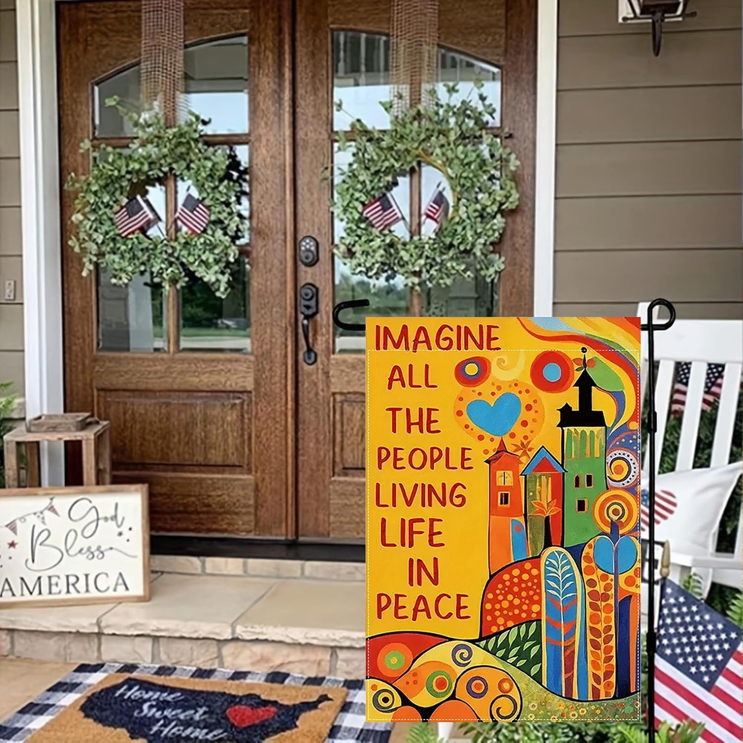 CHAONENG Imagine flag vivid colors brighten any porch or lawn.