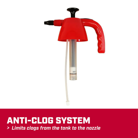 Translucent tank shows fluid level for precise reapplication.