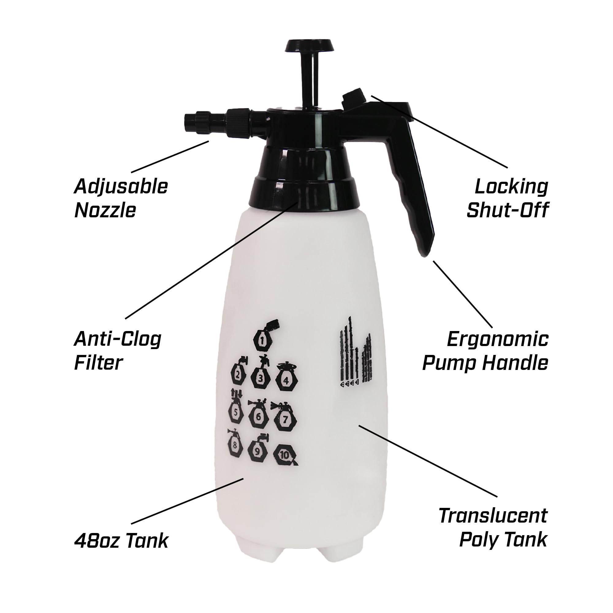 Chapin 10031 translucent tank shows fluid level for quick refills and consistent spray.