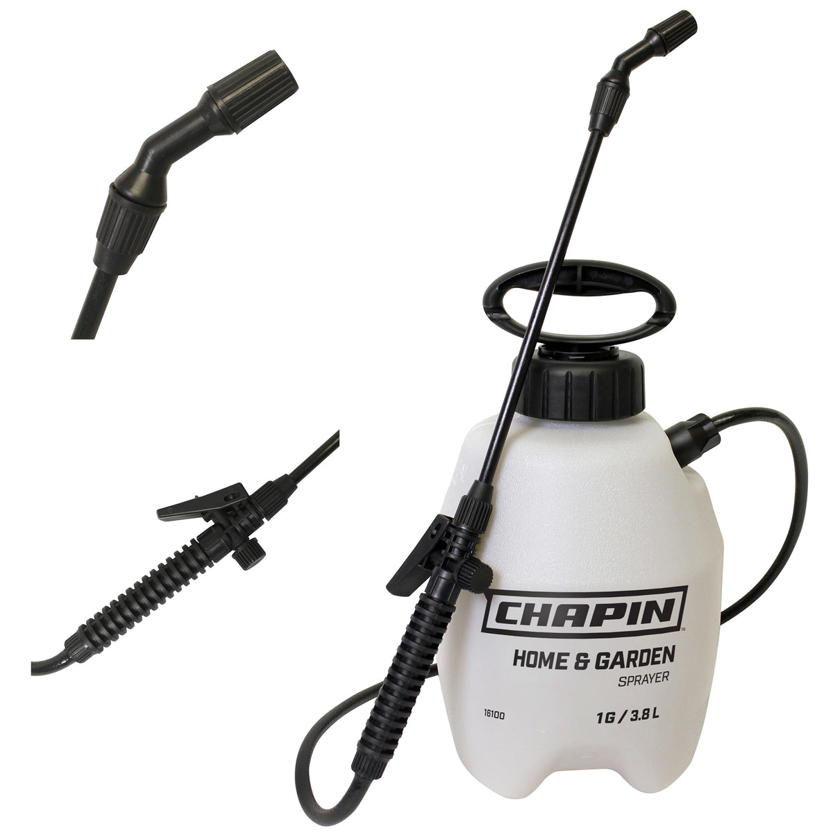 Chapin 16100 pump sprayer tank with translucent reservoir for quick level checks.