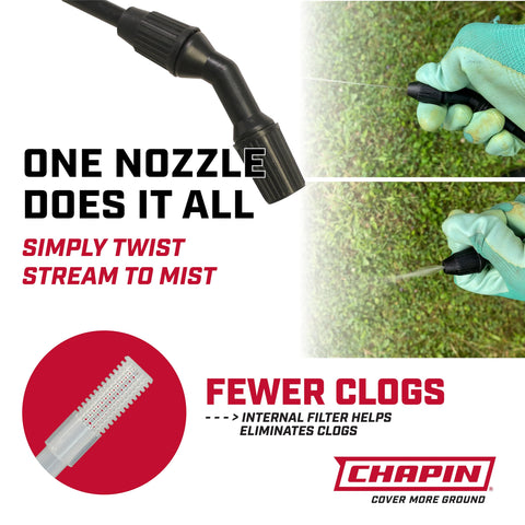 Chapin 16109 sprayer nozzle with adjustable cone for precise coverage.