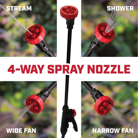 Chapin 20084 4-in-1 spray nozzle enables quick pattern changes for weeds, pests, and fertilizer.