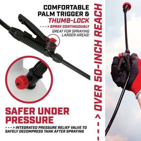 Chapin 20084 built-in pressure relief valve boosts safety while spraying.