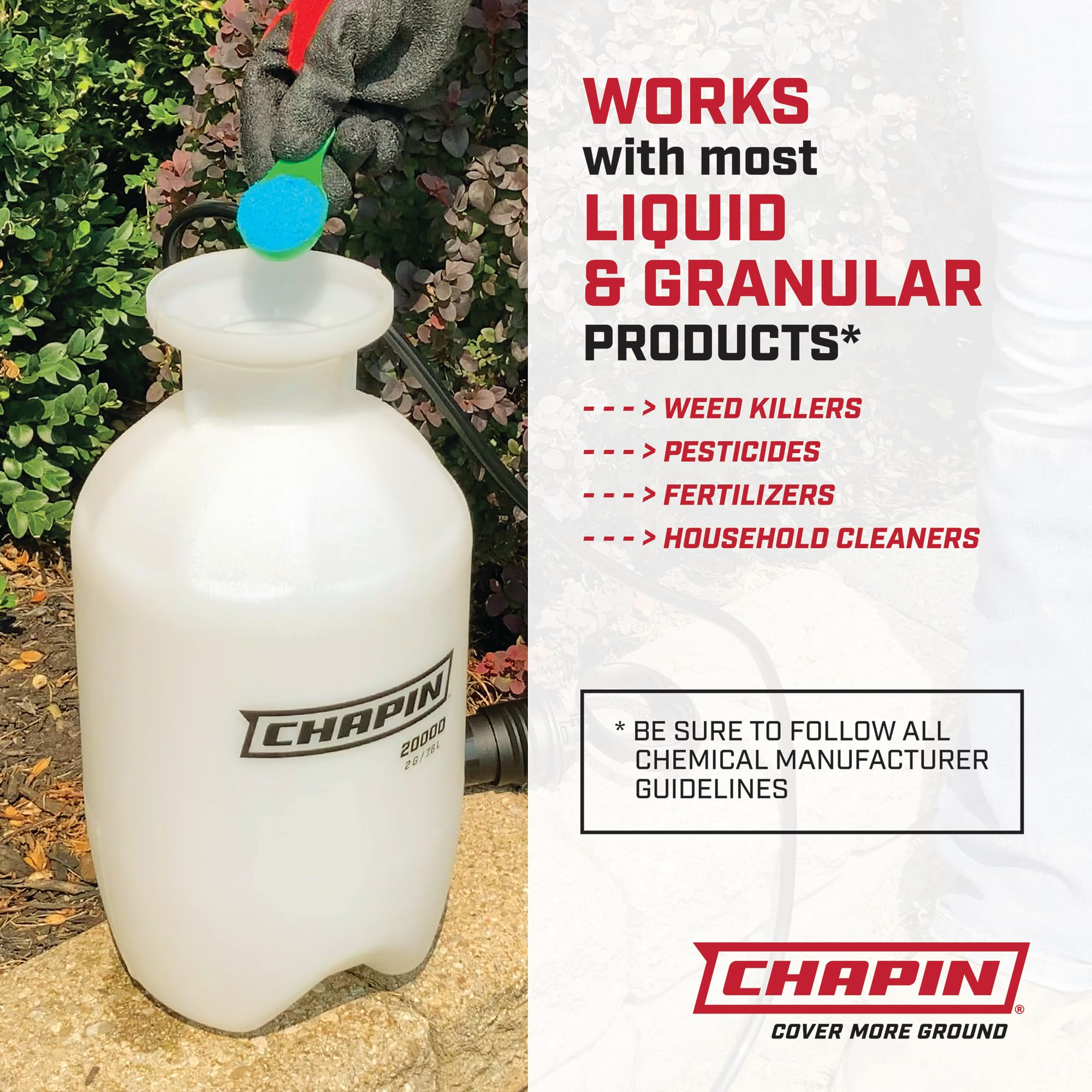 Chapin 22000 sprayer with adjustable cone nozzle for precise spraying.