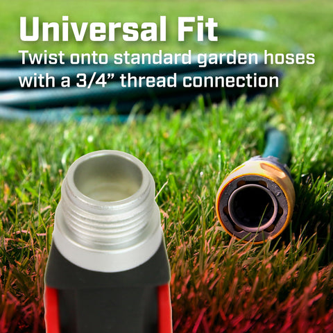 Chapin 6-9479 durable metal threads secure attachment to standard hoses.