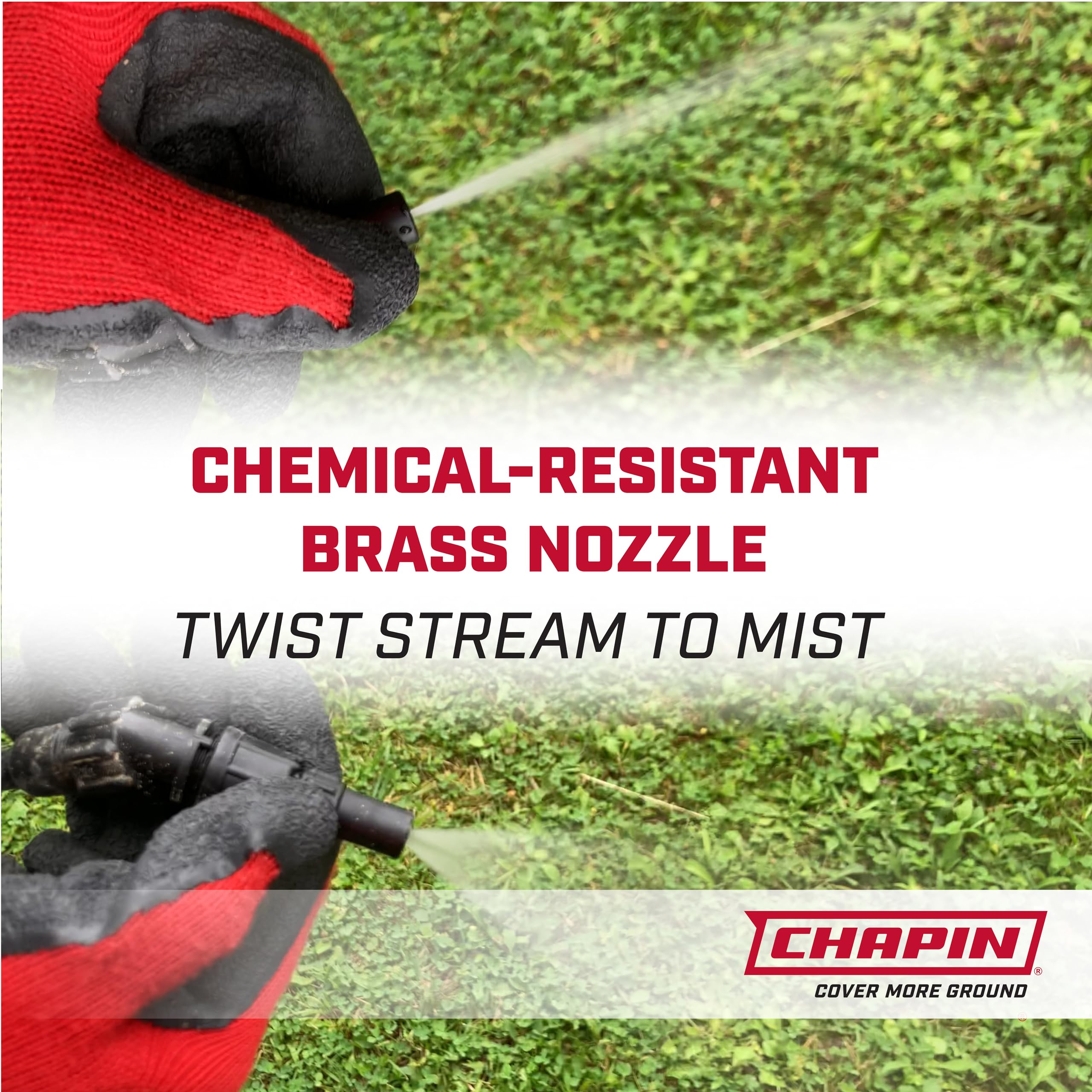 Chapin 61800 20-inch wand and 48-inch hose extend reach around plants.