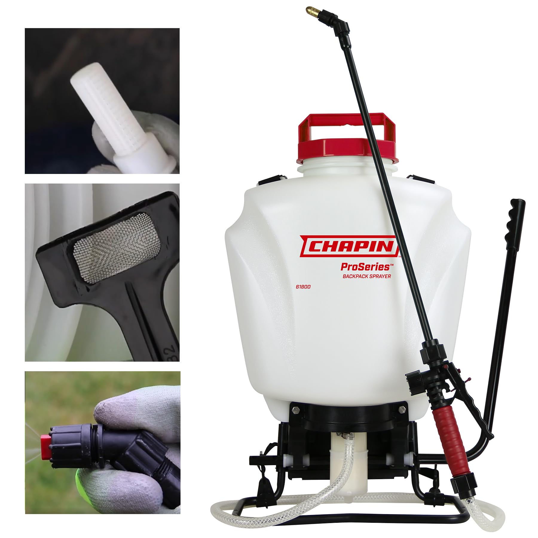 Chapin 61800 backpack sprayer tank with translucent poly material for quick level checks.