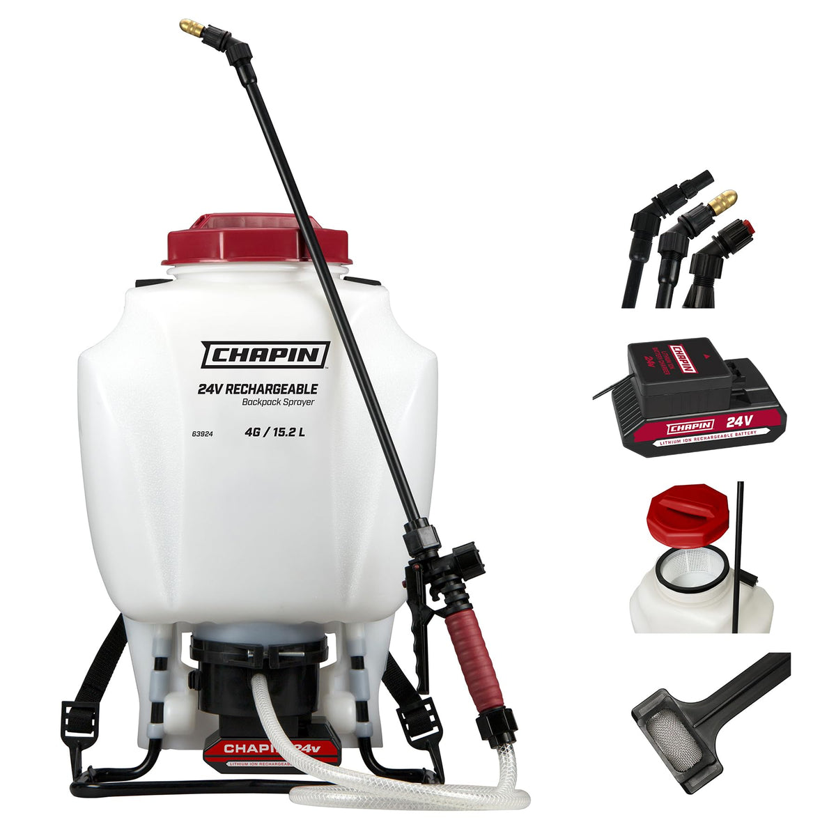Chapin 63924 backpack sprayer with wide-mouth opening for easy filling.