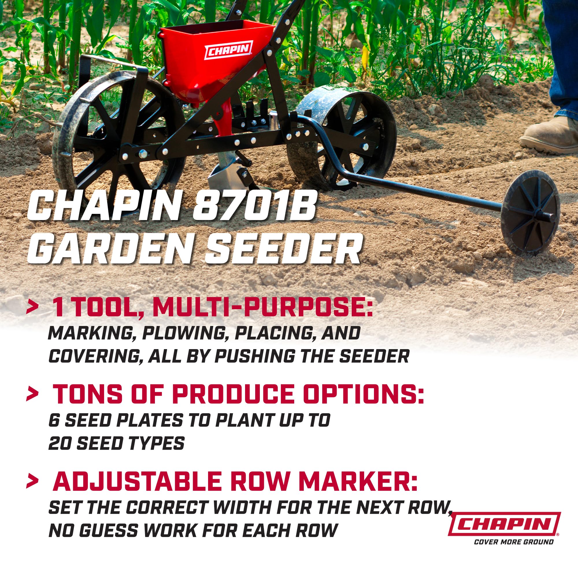 Chapin 8701B zinc plow blade for effortless soil opening.