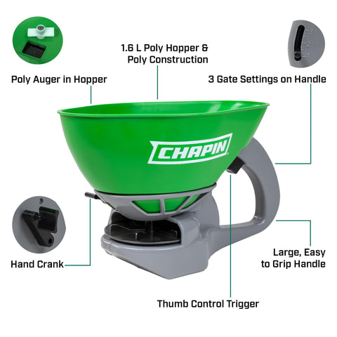 Chapin 8706G hand crank in action for smooth, continuous distribution