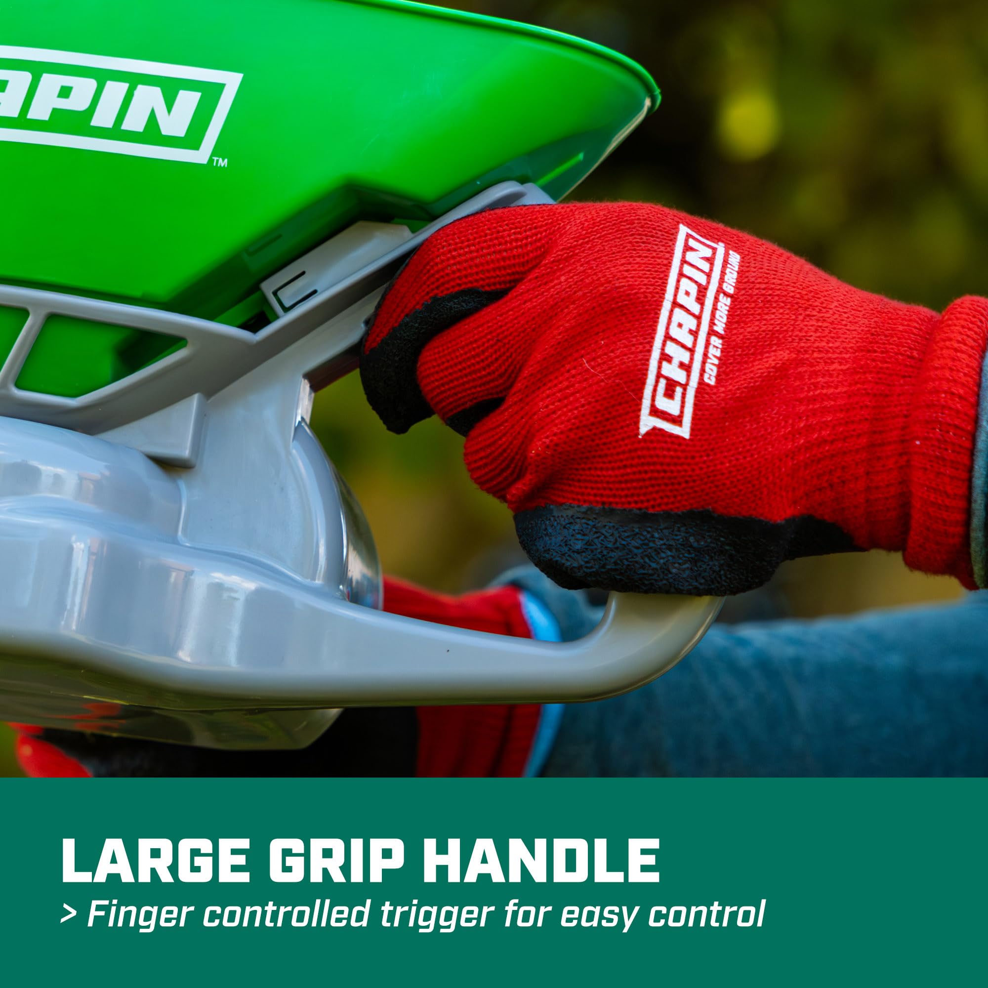 Chapin 8706G spreader used in a tight-space small-yard setup