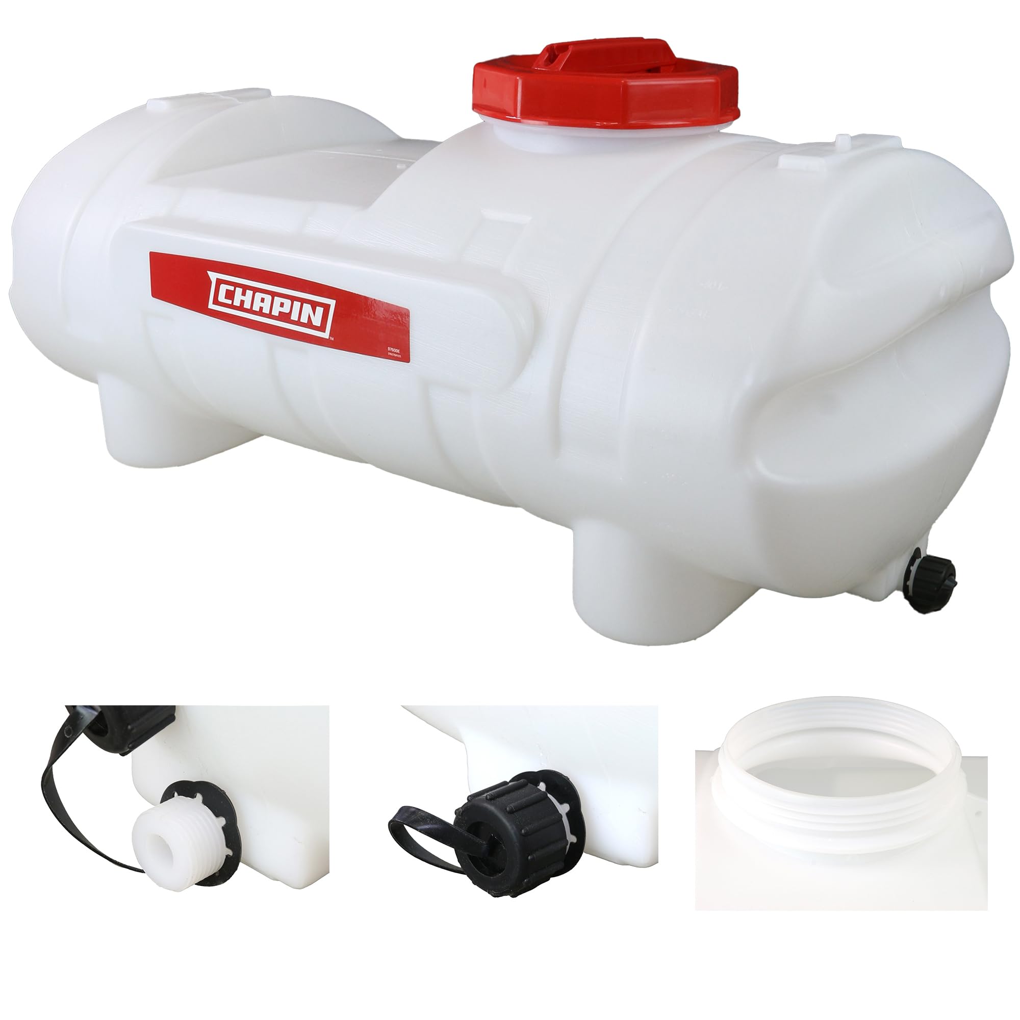 Chapin 97004 15-gallon water tank showing contents for easy level checks.