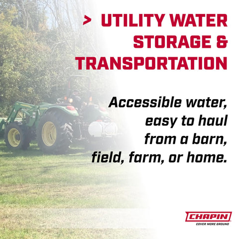 Chapin 98142 translucent poly tank with UV protection and chemical resistance for outdoor use.