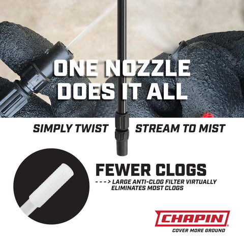 Chapin bleach sprayer anti-clog filter maintains steady spray during cleaning