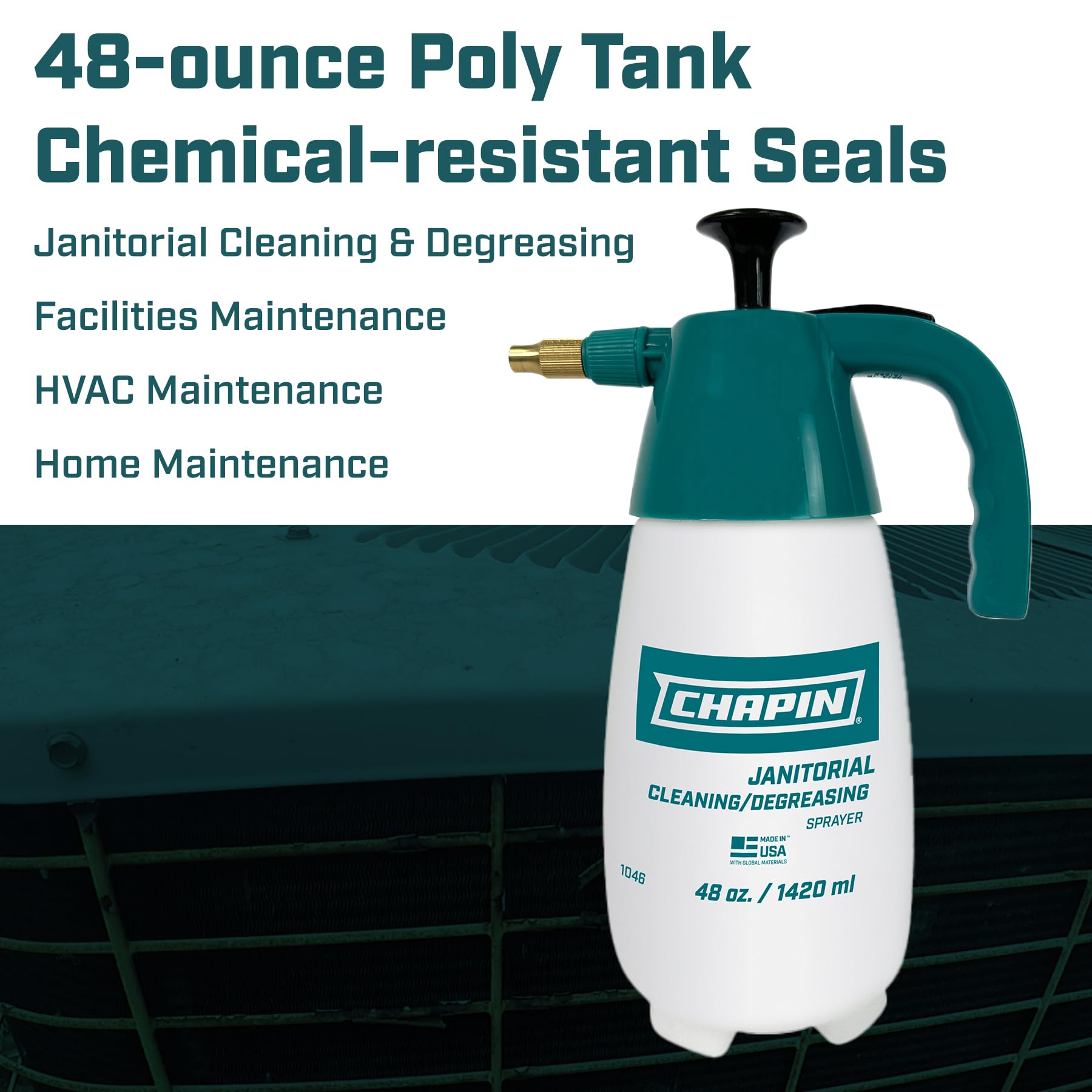 Chapin 1046 adjustable nozzle switches from mist to coarse spray.