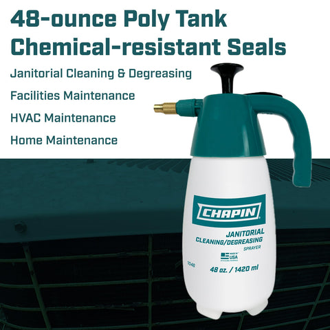 Chapin 1046 adjustable nozzle switches from mist to coarse spray.