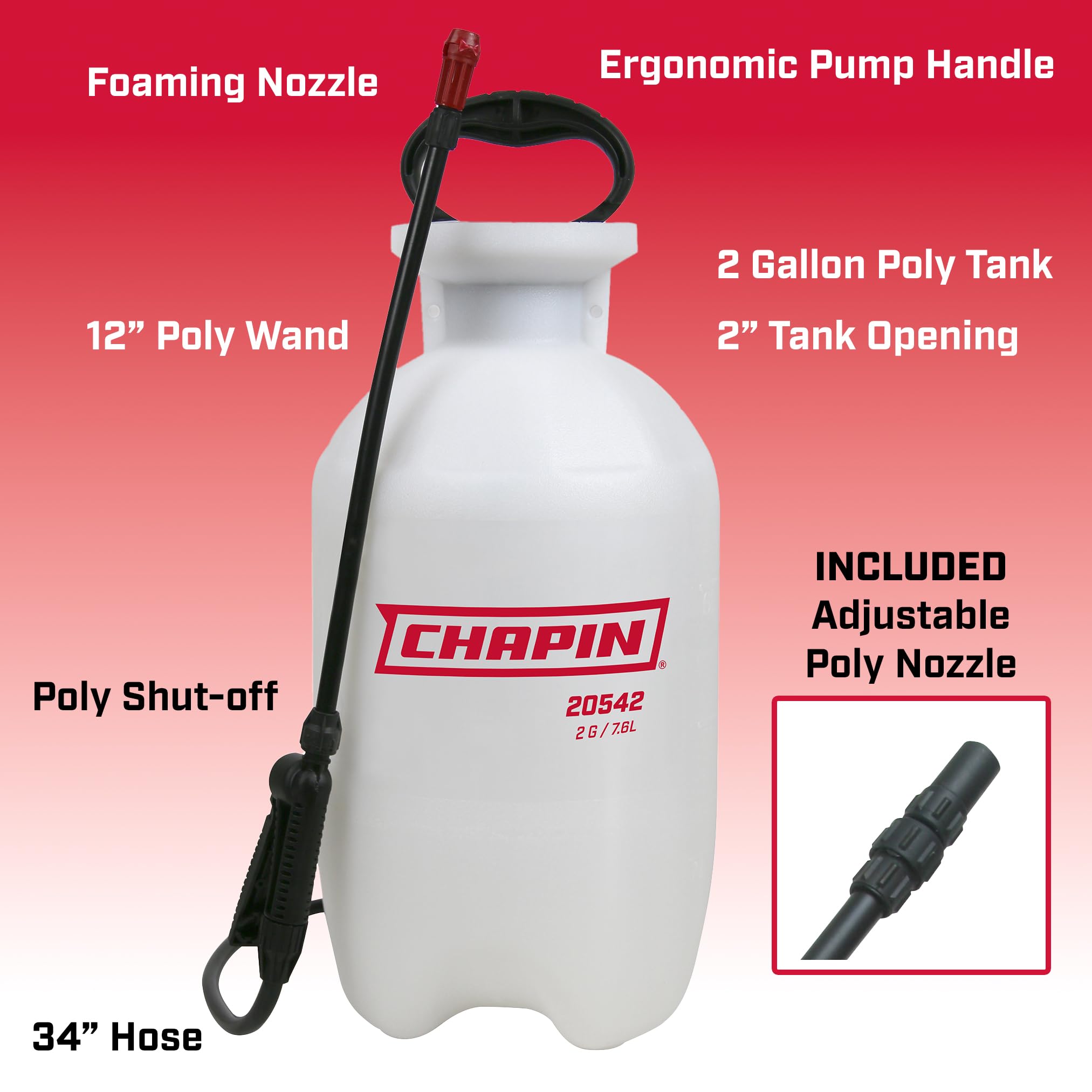 Chapin International 20542 adjustable cone nozzle with versatile spray patterns