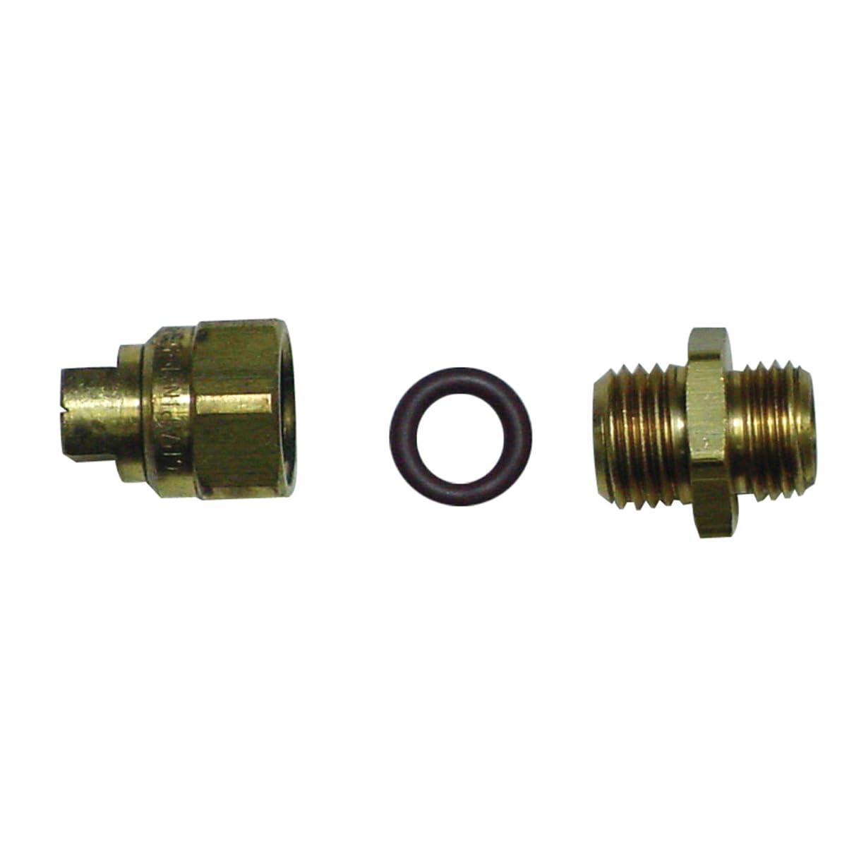 Chapin International brass fan tip nozzle with adapter and O-ring for a secure seal.