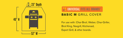 Char-Broil 2-Burner Basic Grill Cover dimensions 52 by 40 by 23 inches